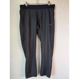 Nike Dri-FIT Athletic Leggings All Over Print Black Gray Women's Size L